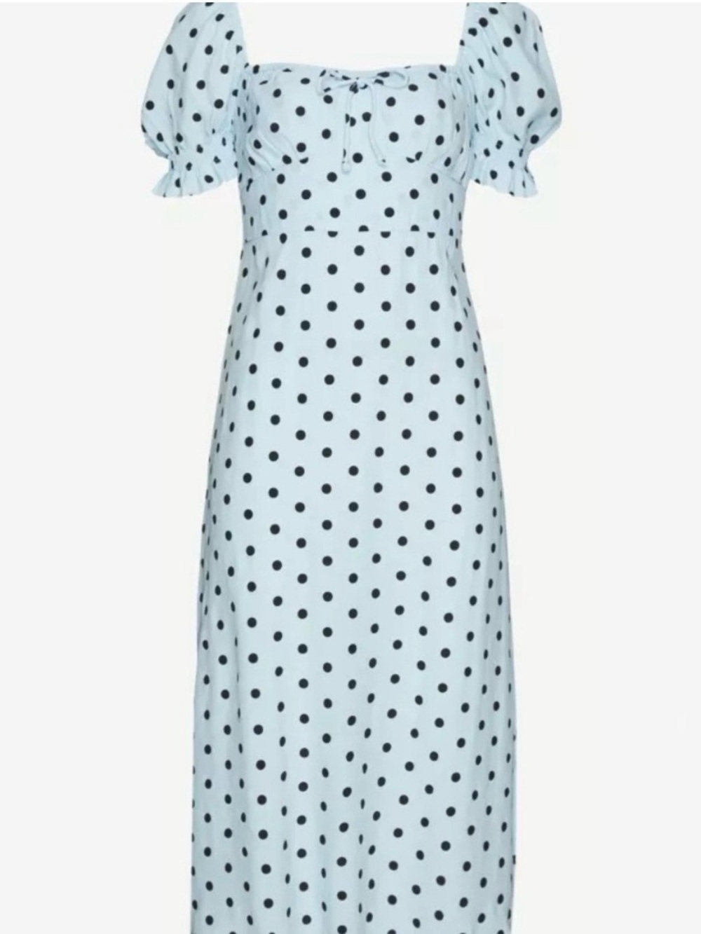 Faithfull the Brand Light Blue and Black Polka Dot Maxi Dress